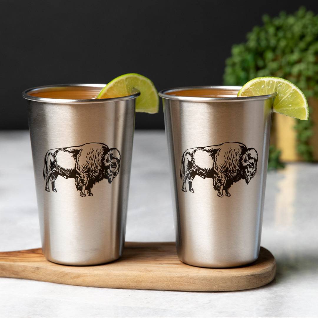 Buffalo Stainless Steel Beer Pint Glasses set of 2 - Counter Couture
