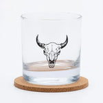 Buffalo Skull Rocks Glass - 11oz Whiskey Glass - Lead Free - Counter Couture