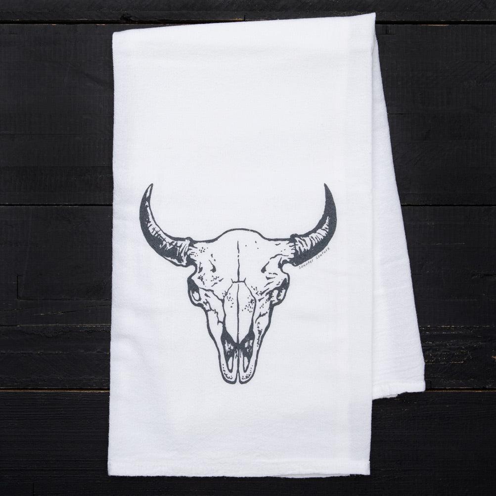 Buffalo Skull Flour Sack Towel - Eco-Friendly And Hand-Drawn - Counter Couture