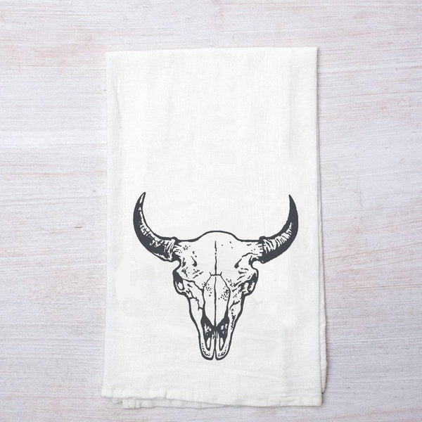 Buffalo Skull Flour Sack Towel-Tea Towel-Counter Couture