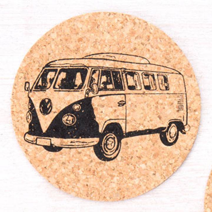 Retro Bus Cork Coasters-Counter Couture