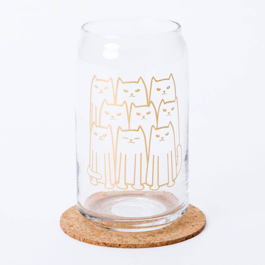 Cats Pint Can Glass - Gold-Counter Couture