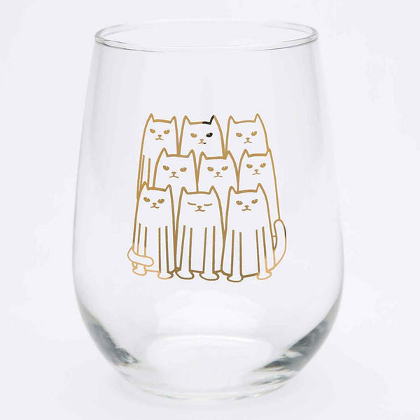 Owl Cat Stemless Wine Glass - etched glassware in 2023