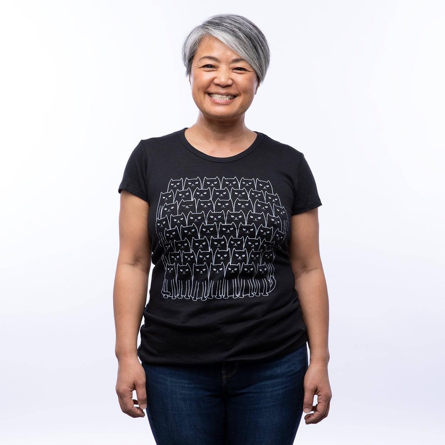 Cats Women's T-Shirt - Soft Cotton Blend, Eco-Friendly, Hand-Drawn - Counter Couture