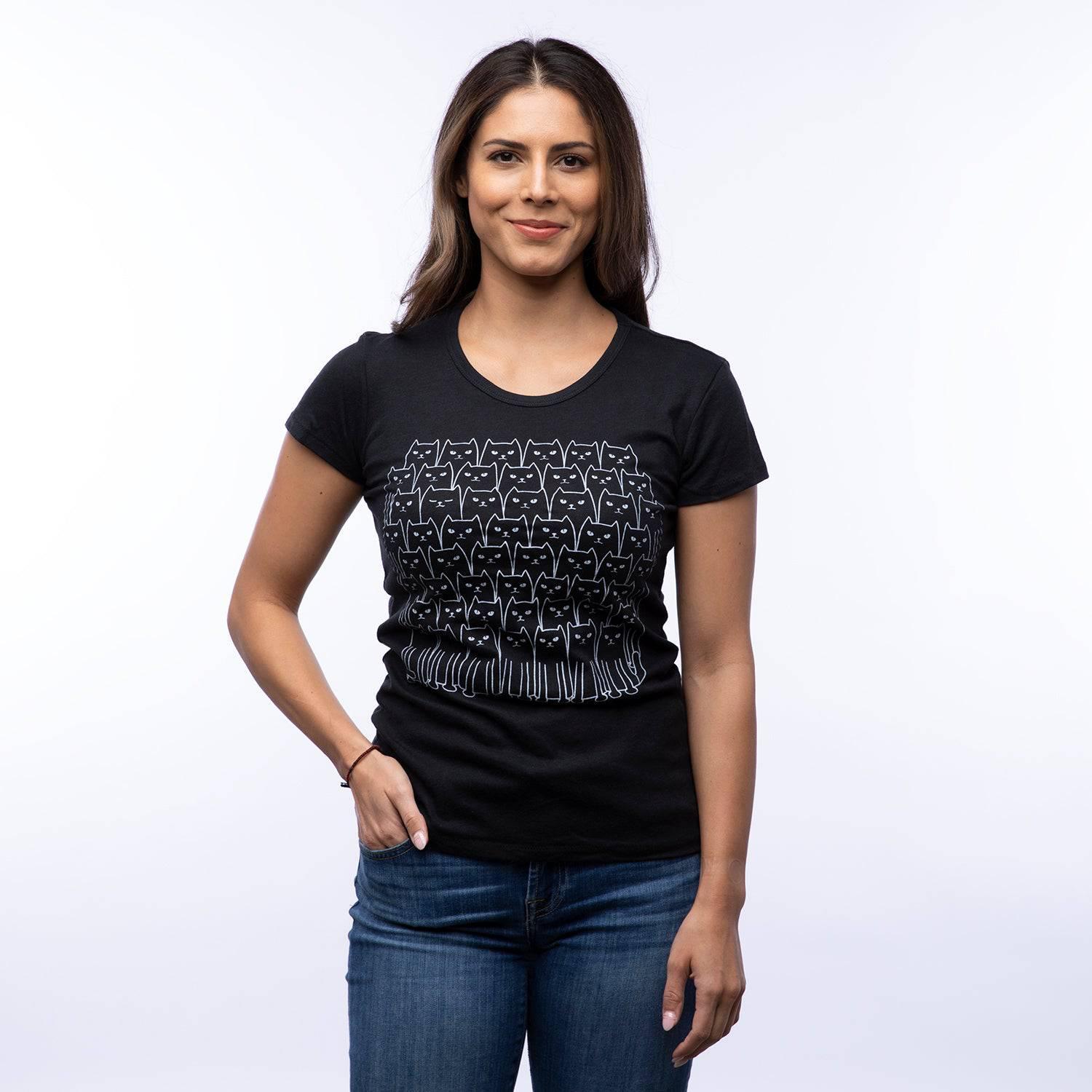 Cats Women's T-Shirt - Soft Cotton Blend, Eco-Friendly, Hand-Drawn - Counter Couture