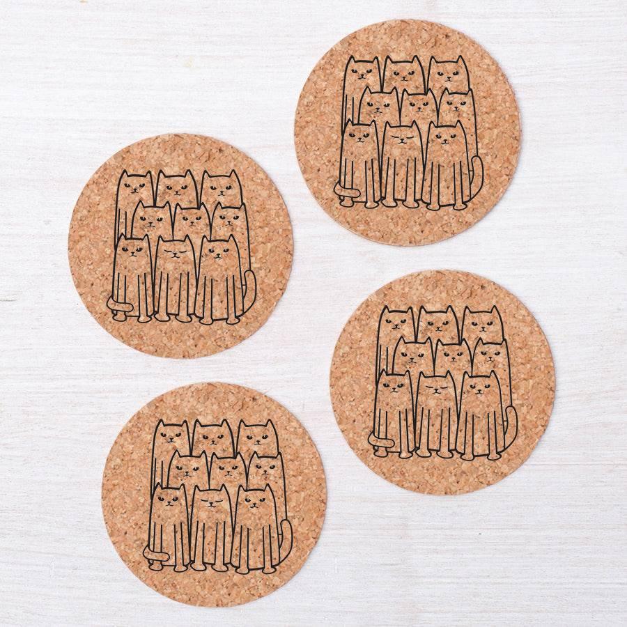 Cat Cork Coaster - Hand-Printed - Eco-Friendly - Locally Made - Counter Couture