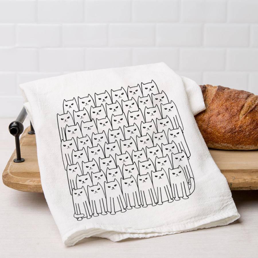 Cat Flour Sack Towel - Eco-Friendly | Hand-Drawn - Counter Couture