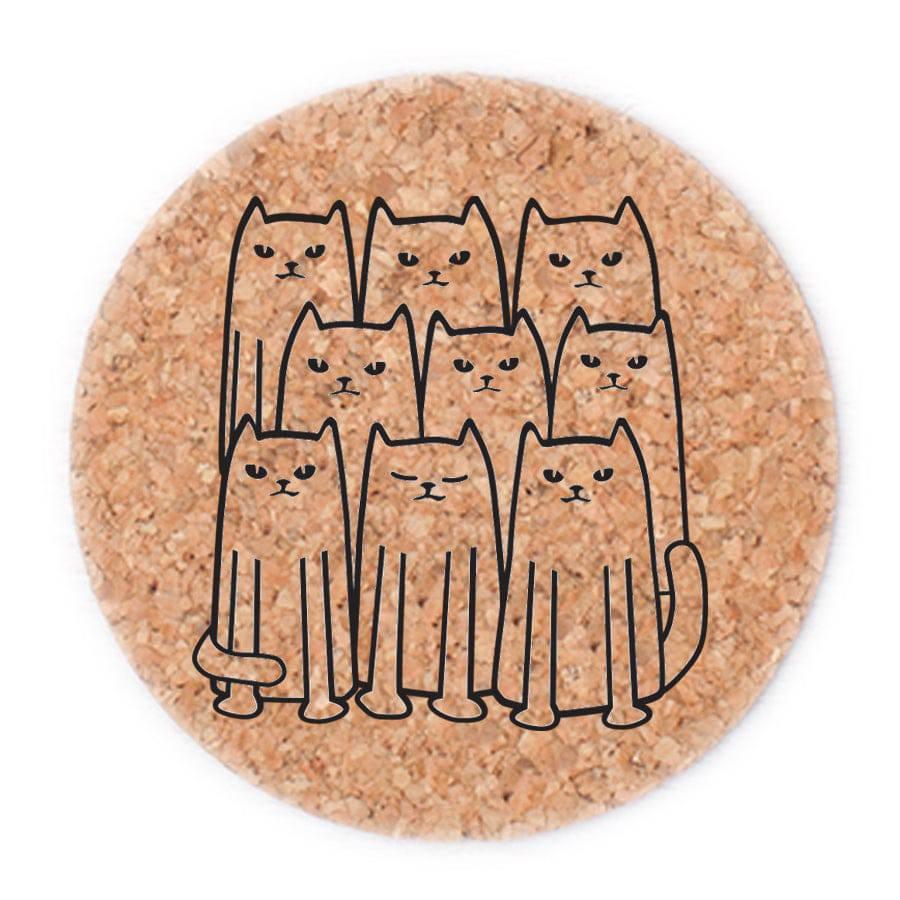 Cat Cork Coaster - Hand-Printed - Eco-Friendly - Locally Made - Counter Couture