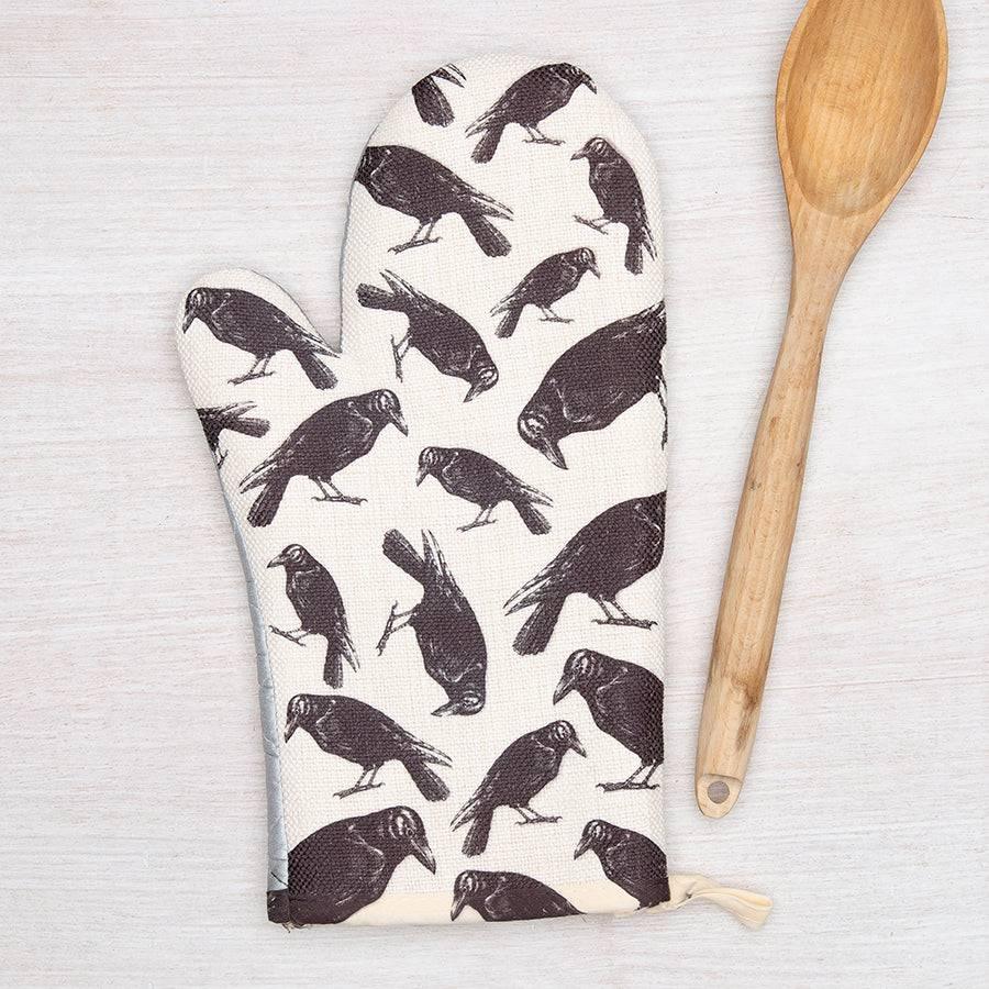 Crow Oven Mitt - Heat Resistant Up to 500°F, Spooky Kitchen Gift - Counter Couture