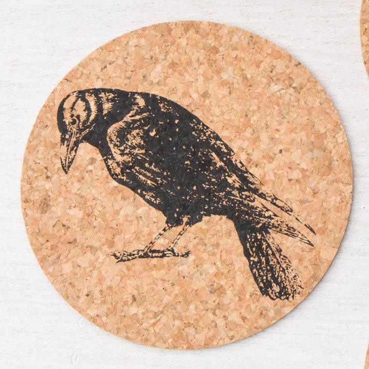 Crow Coaster - Eco-Friendly - Hand-Printed - Locally Made - Counter Couture