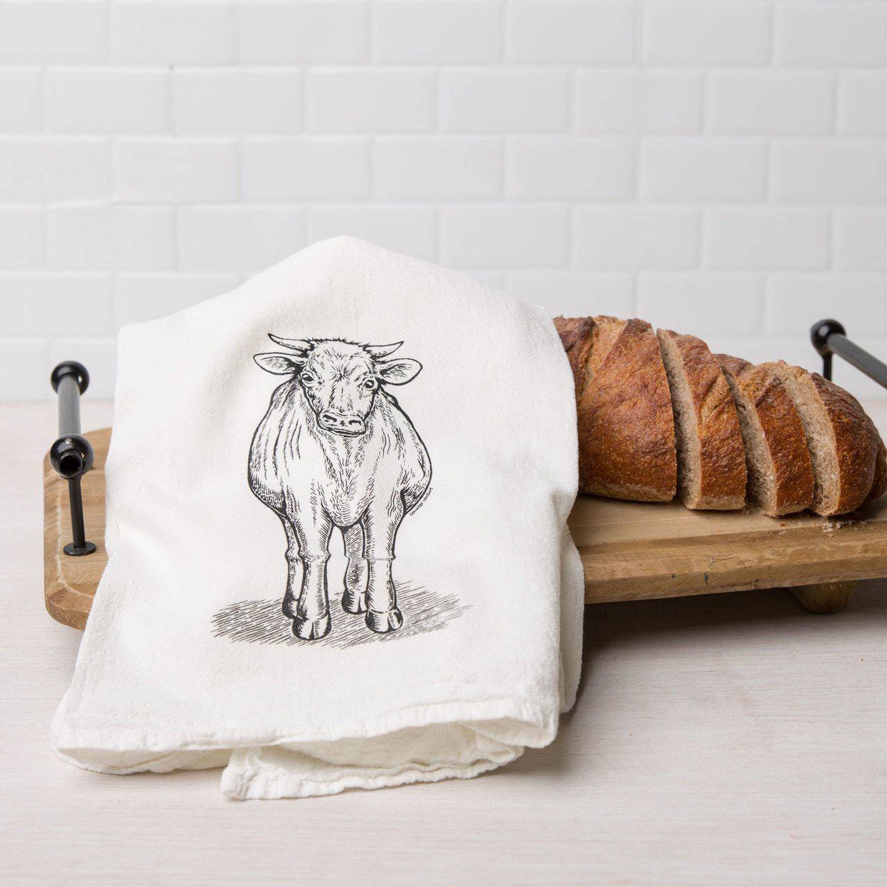 Cow Flour Sack Towel - Cottagcore Kitchen - Dish Towel -Counter Couture