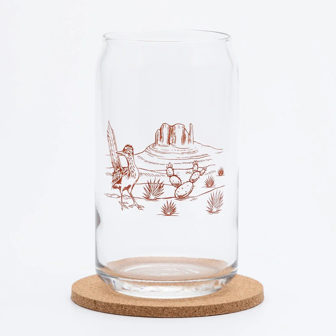 Desert Beer Can Glass - 16oz, Dishwasher Safe and Hand-Drawn - Counter Couture