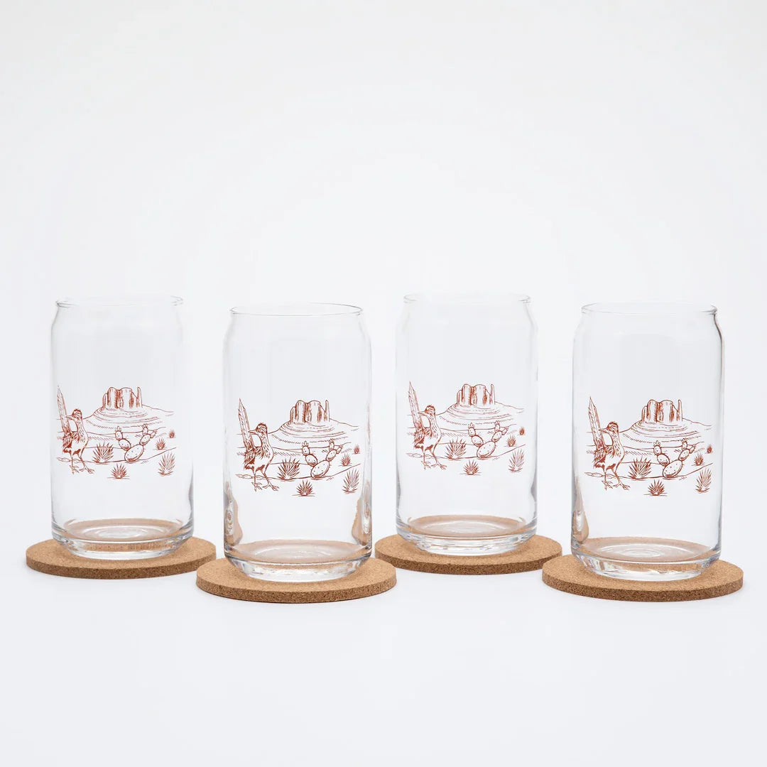 Desert Beer Can Glass - 16oz, Dishwasher Safe and Hand-Drawn - Counter Couture