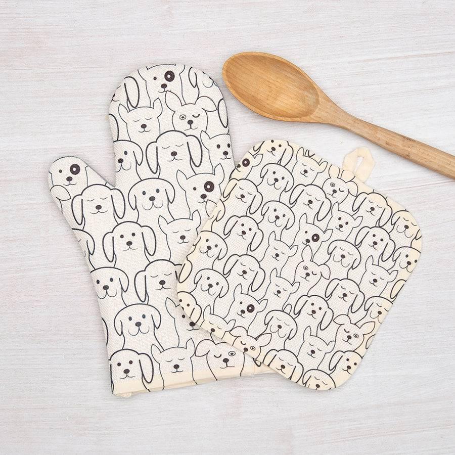 Cute Dog Oven Mitt + Potholder Set - Heat Resistant, Perfect for Dog Gifts - Counter Couture
