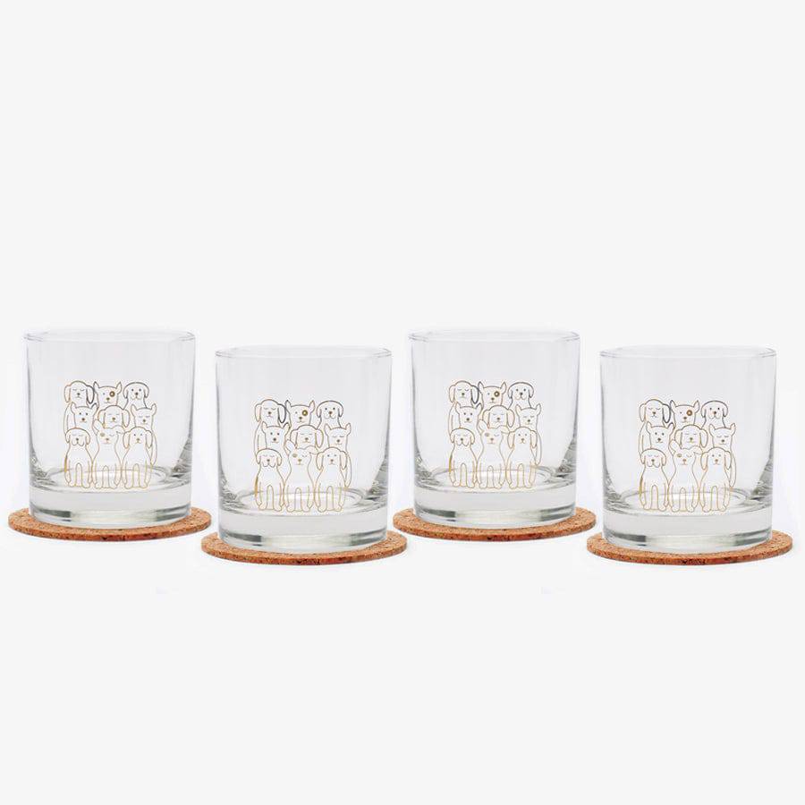 Dogs on Dogs Whiskey Glass Gift Set of 4-Counter Couture