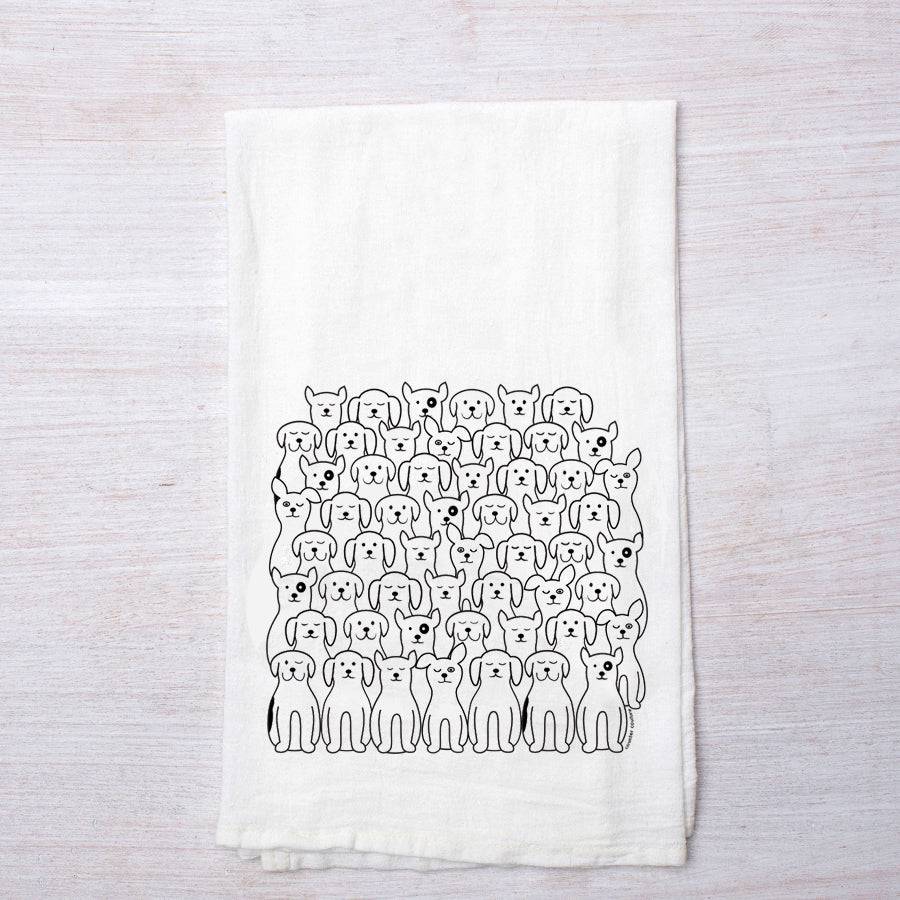 Cat and Dog Flour Sack Tea Towel Set - Eco-Friendly, Hand-Drawn - Counter Couture