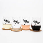 Dragonfly Stemless Wine Glass - 17 oz Glass - Dishwasher Safe - Counter Couture