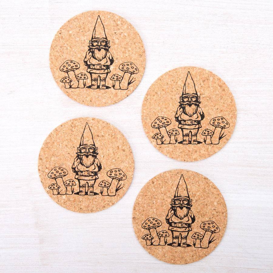 Gnome Cork Coaster - Hand-Printed - Eco-Friendly - Locally Made - Counter Couture