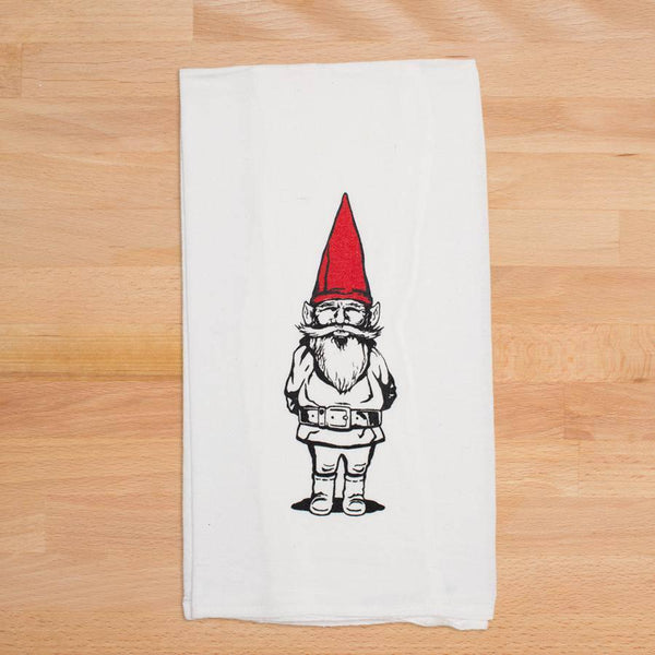 Garden Gnome Tea Towel - Flour Sack Towel - Kitchen Towel - Hand Towel - Housewarming Gift - Counter Couture