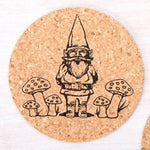 Gnome Cork Coaster - Hand-Printed - Eco-Friendly - Locally Made - Counter Couture