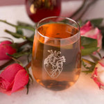 Anatomical Heart Stemless Wine Glass - Platinum Silver - 17oz Glass - Counter Couture