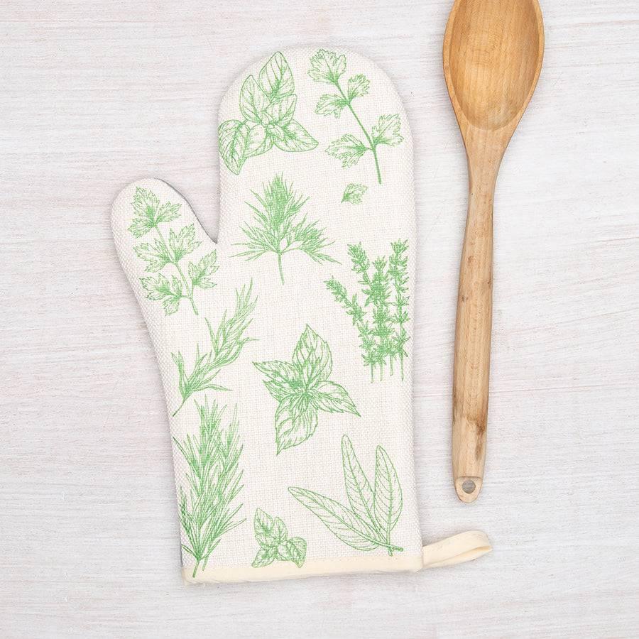 Herbs Oven Mitt - Stylish Heat-Resistant Kitchen Accessory with Unique Green Herb Design - Counter Couture