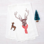 Holiday Deer Flour Sack Towel - Eco-Friendly Cotton, Hand-Drawn - Counter Couture