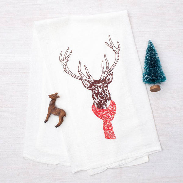 Deer Holiday Flour Sack Towel-Counter Couture