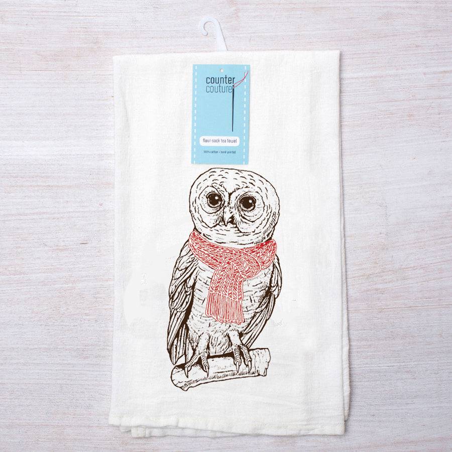 Holiday Owl Flour Sack Towel-Counter Couture
