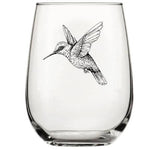Hummingbird Wine Glass - 17 oz Stemless Glass - Dishwasher Safe - Counter Couture