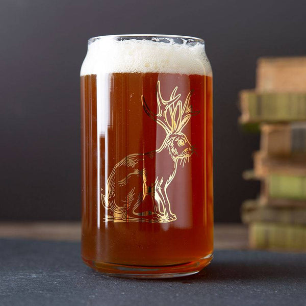 Jackalope Iced Coffee Can Glass - Gold-Counter Couture