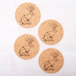 Jackalope Cork Coaster - Hand-Printed - Eco-Friendly - Counter Couture