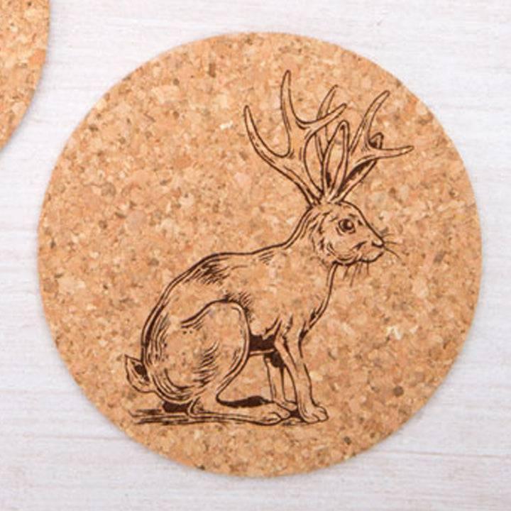 Jackalope Cork Coaster - Hand-Printed - Eco-Friendly - Counter Couture