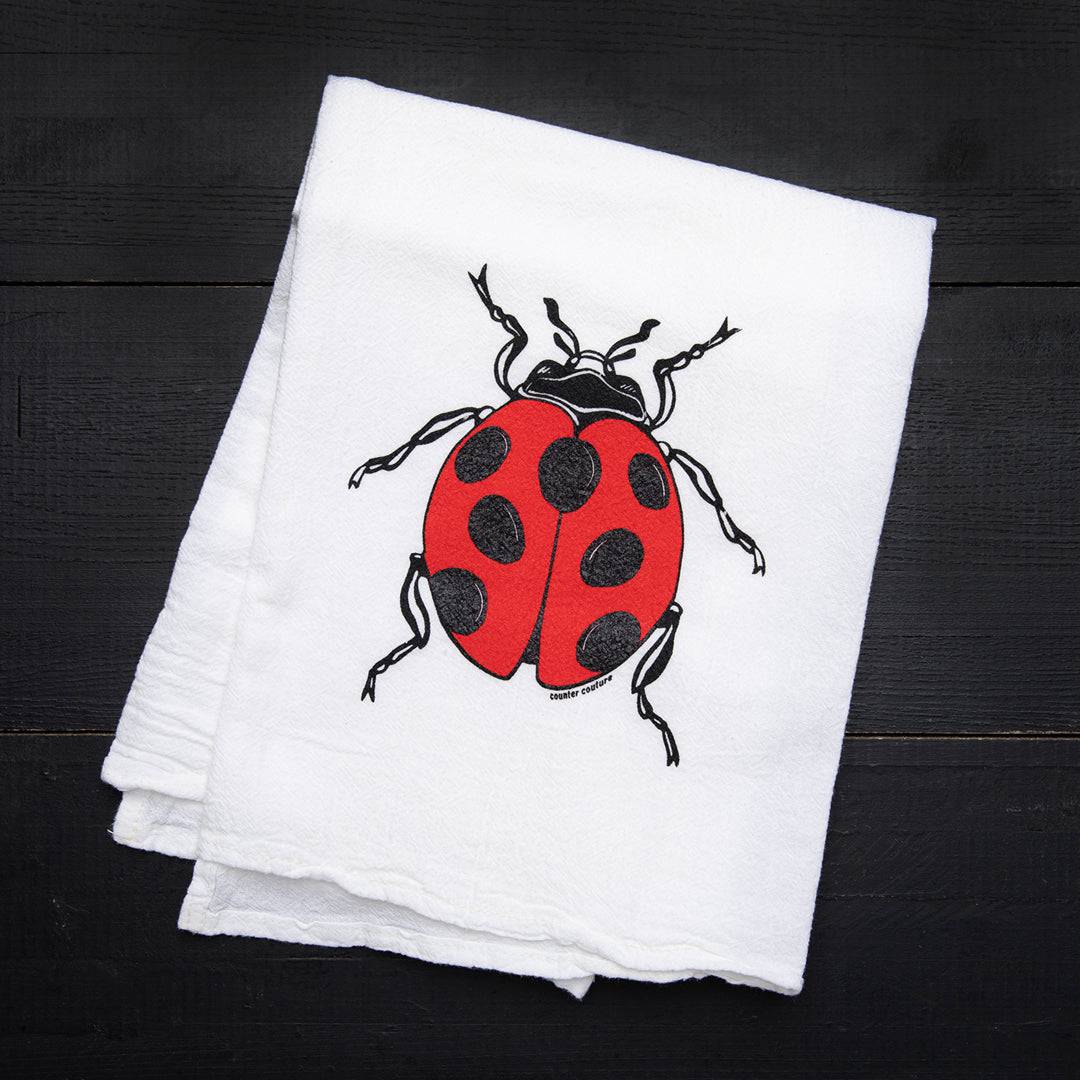 Ladybug Tea Towel -  Housewarming Gift - Kitchen Towel - Counter Couture