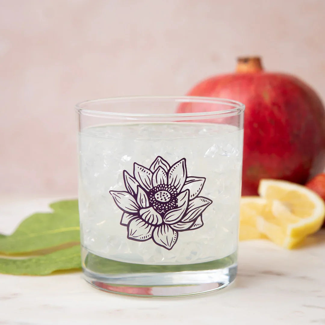 Lotus Rocks Glass - 11oz Whiskey Glass - Locally Made - Counter Couture