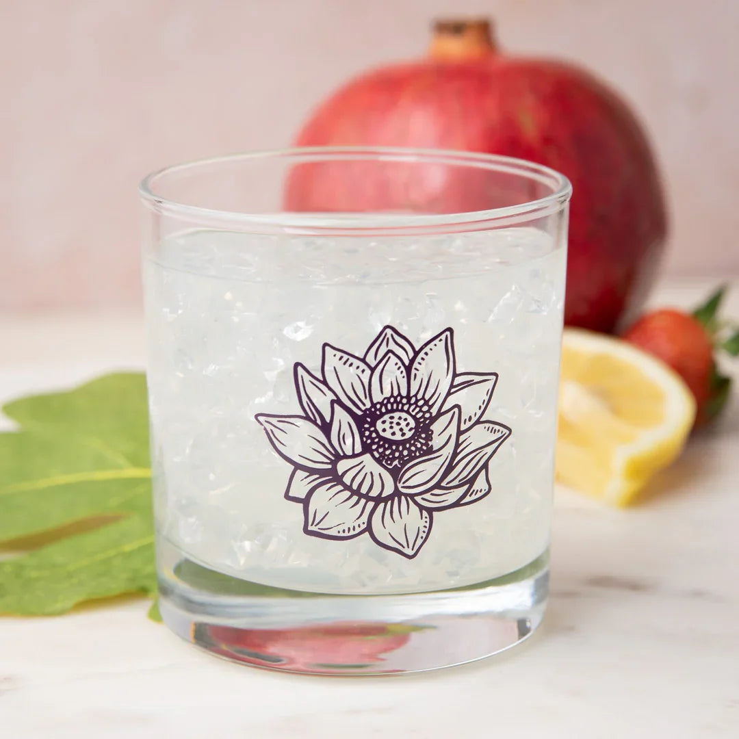 Lotus Rocks Glass - 11oz Whiskey Glass - Locally Made - Counter Couture