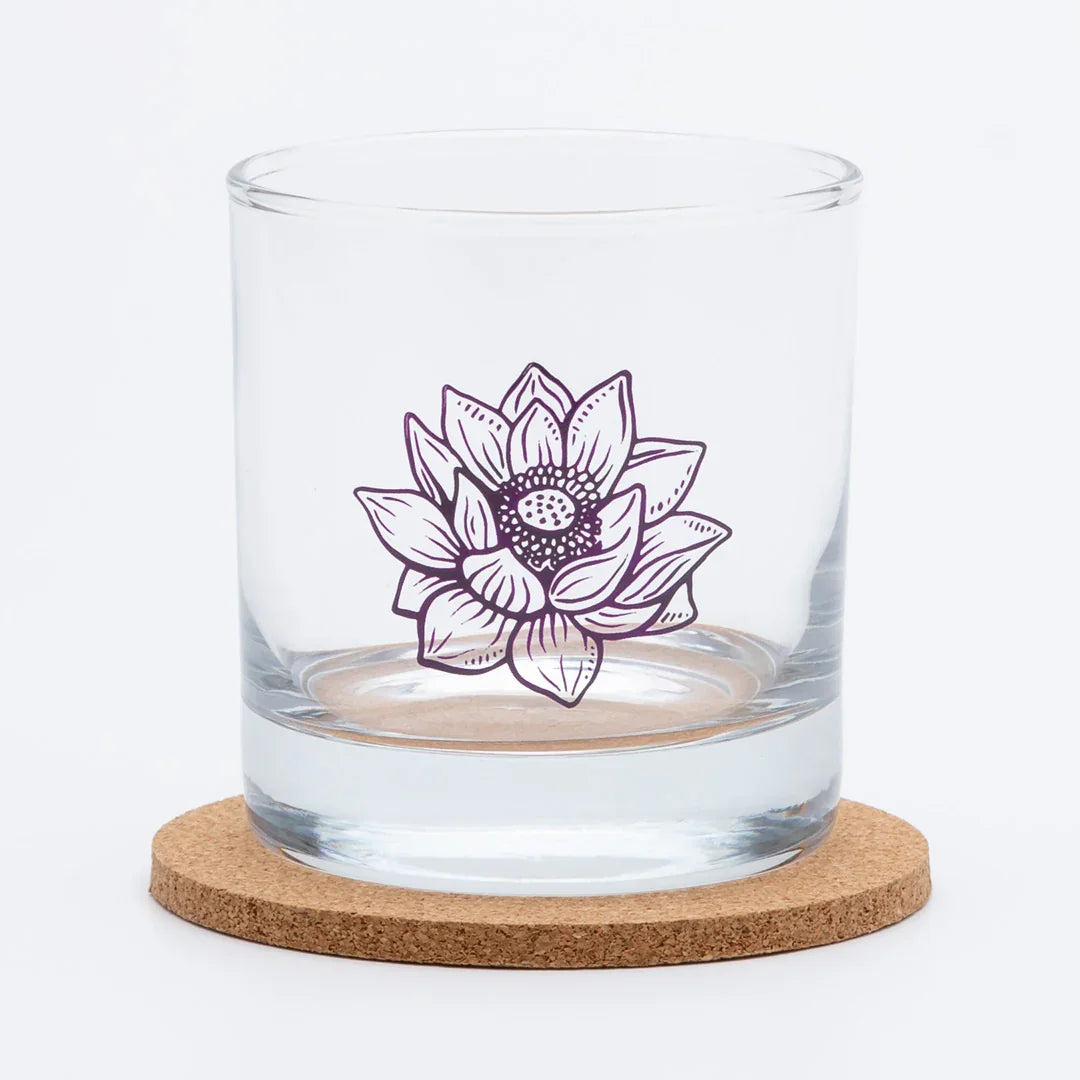 Lotus Rocks Glass - 11oz Whiskey Glass - Locally Made - Counter Couture