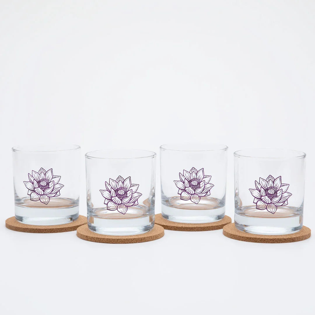 Lotus Rocks Glass - 11oz Whiskey Glass - Locally Made - Counter Couture