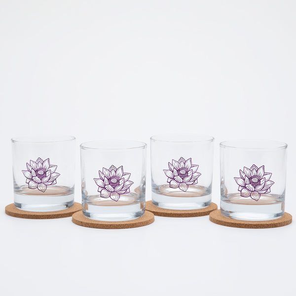 Lotus Whiskey Glass Set of 4-Counter Couture