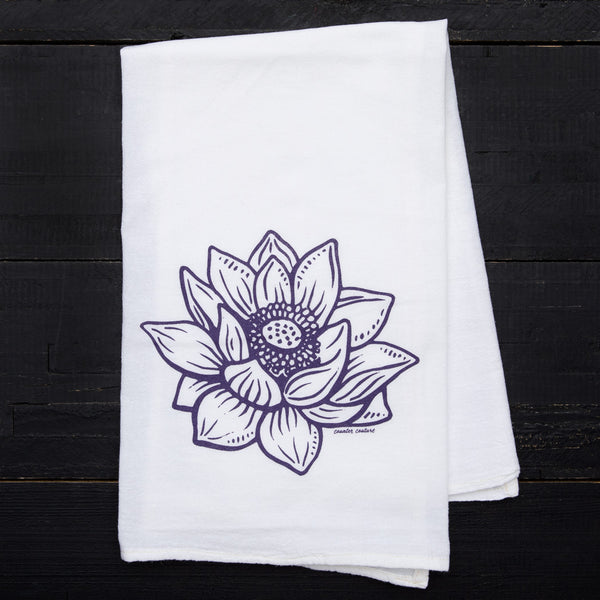 Lotus Flour Sack Tea Towel - Cottagecore Kitchen - Hand Towel - Floral Towel - Home Decor - Counter Couture