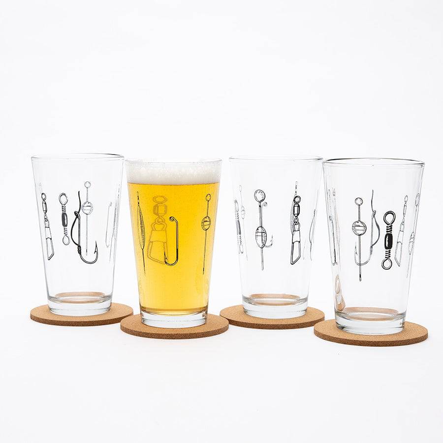 Fishing Lures Beer Pint Glasses Set of 4 -Counter Couture