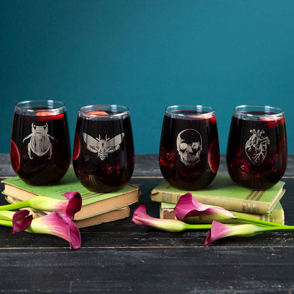 Macabre Silver Wine Glass Set of 4 - Counter Couture