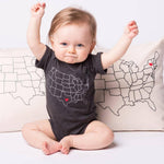 Map Baby Bodysuit - Smoke, Customizable, State Pride - Counter Couture