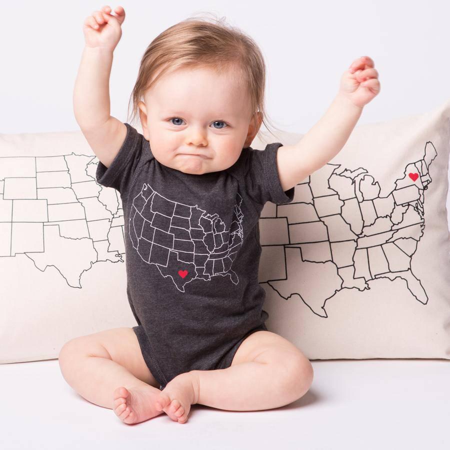 Map Baby Bodysuit - Smoke, Customizable, State Pride - Counter Couture