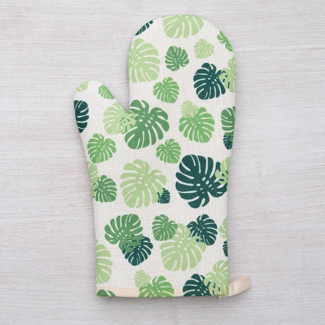 Monstera Oven Mitt + Potholder Set - Heat-Resistant, Stylish Kitchen Accessory, Perfect for Gifts - Counter Couture