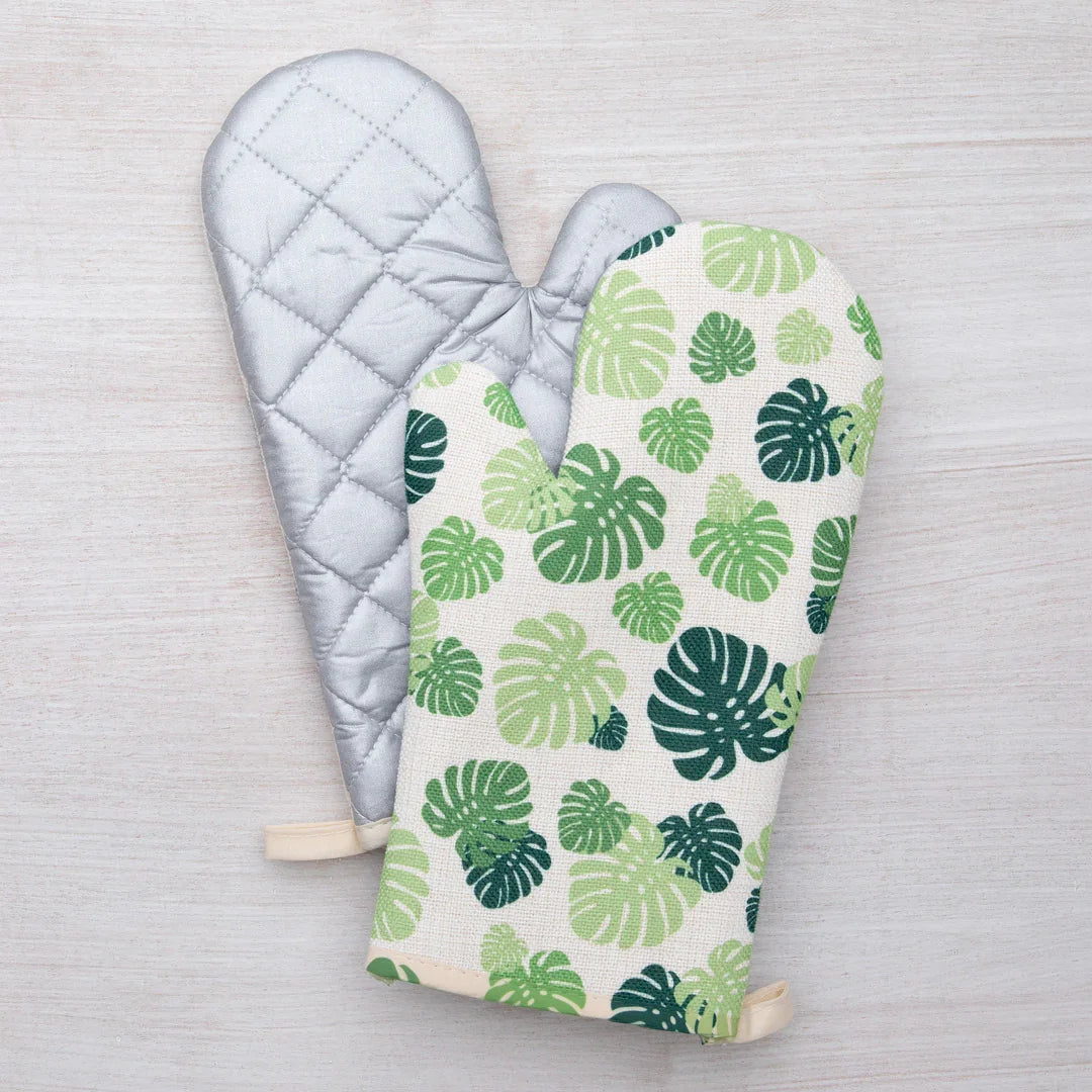 Monstera Oven Mitt + Potholder Set - Heat-Resistant, Stylish Kitchen Accessory, Perfect for Gifts - Counter Couture