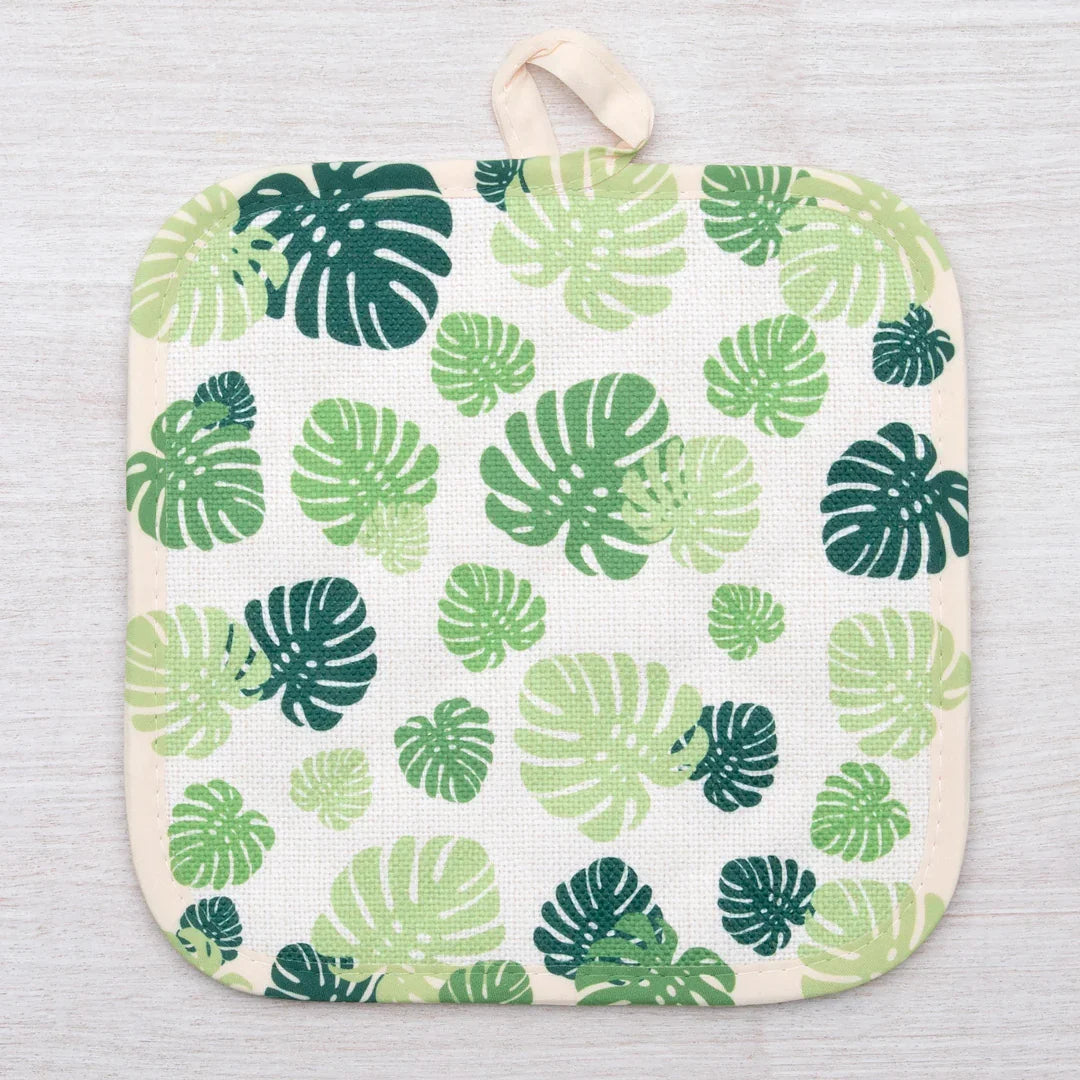Monstera Oven Mitt + Potholder Set - Heat-Resistant, Stylish Kitchen Accessory, Perfect for Gifts - Counter Couture