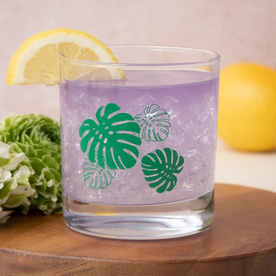 Monstera Rocks Glass - 11oz Whiskey Glass - Locally Made - Counter Couture