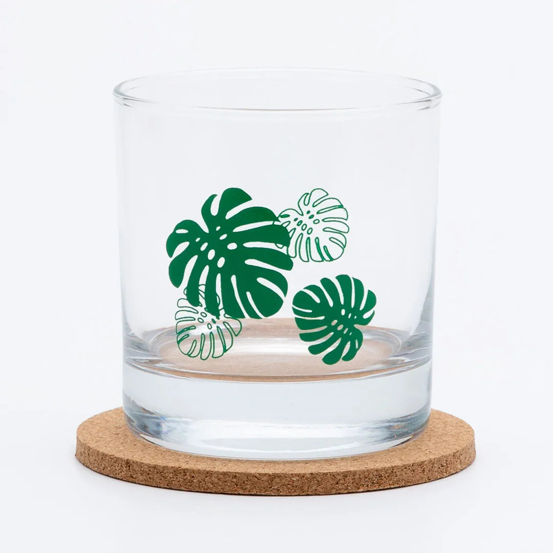Monstera Rocks Glass - 11oz Whiskey Glass - Locally Made - Counter Couture