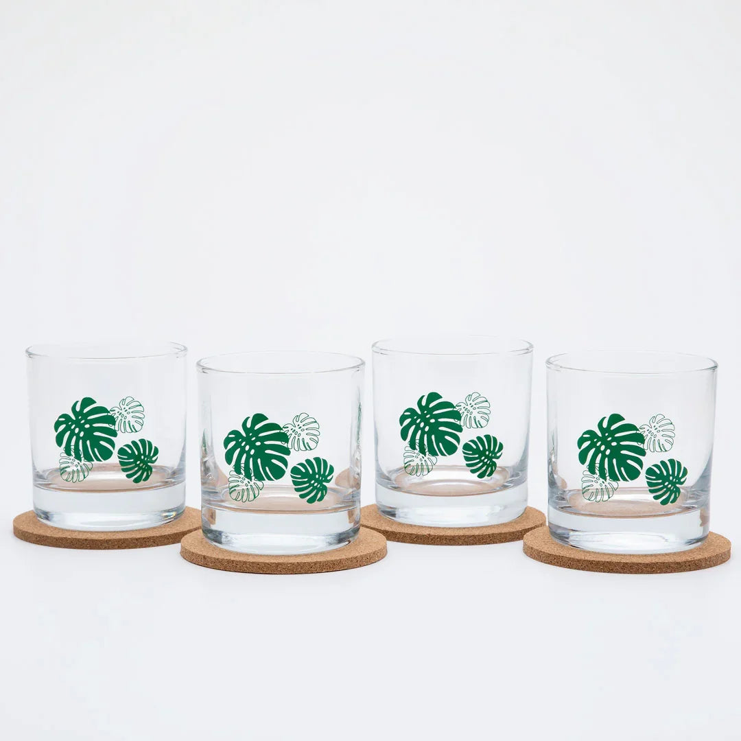 Monstera Rocks Glass - 11oz Whiskey Glass - Locally Made - Counter Couture